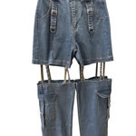 Women's SpoonJeans Denim Shorts Pants Blue Size 3 Cargo High Waisted Cut Out S Photo 4