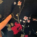 Silkland Women's Shirt Long Sleeve Kimono Top Black Red Beaded Flowers Silk Sz M Size M Photo 8