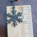 Snowflake Beaded Rosary Style Red, Brass & Golden Wire Wrapped Necklace Photo 4