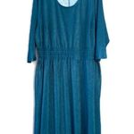 Lane Bryant Metallic Blue and Silver Pleated Midi Dress Photo 0