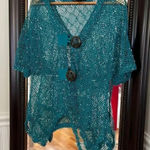 Mistror Image Knit Cardigan Medium Swim Coverup Blue Photo 0