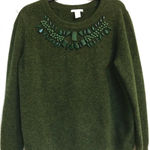 H&M Forest Green Sweater with Jewel Accents oversized Photo 0