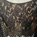Guess Black Floral Lace Knit Crochet Long Sleeve Cropped Blouse Size Small Photo 3