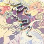 Green Silver Snake Earrings Photo 1