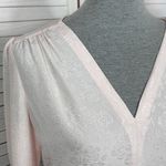 Rebecca Taylor Daniella Floral Jacquard Silk Blend 3/4 Tie Sleeve Blouse Pink 4 Photo 4