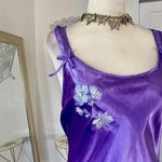 Cinema Etoile Early 2000's Fairy Embroidered Purple Satin Mini Slip Bow Dress M Size M Photo 2