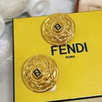 Fendi Authentic  Rare Vintage 80’s 18kt G.P FF Fendista XL Round Clip on Earrings Photo 9