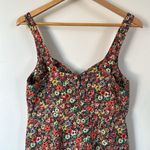 Topshop Ditsy Floral Mini Pinafore Dress 6 Red Green Sleeveless Square Neck Photo 4