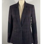 1. State State Glen Plaid One Button Blazer Jacket Mahogany Notch Lapel Women Size 10 Photo 4