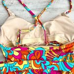 Palms Away Belted One Piece Swimsuit Vibrant Abstract Floral Print Size XS Blue Photo 7