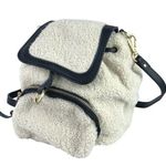 ZARA  Women's White Black Mini Sherpa Fleece Shearling Adjustable Strap Backpack Photo 0
