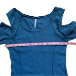 Free People Downtown Girl Blue Cold Shoulder Long Sleeve Ribbed Top Shirt Photo 2