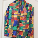 NEW Colorful Abstract Scarf, Scarf Clip, and Earring Set Red Photo 0