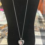 Preloved “I hold you in my heart” Silver tone Heart photo Pendant Necklace Photo 0