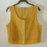 Everlane The Eyelet Scoop Neck Tank Top in Golden Hour Yellow Size 8 Preppy Photo 5