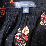 Democracy  Rayon flowy floral button down‎ long sleeve blouse shirt size XL navy Photo 1