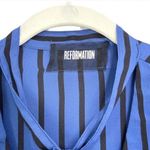 Reformation Eldridge blue stripe tie neck blouse S Photo 2
