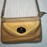 Emma Fox ‎ Leather Cross Body Purse Gold Chain & Leather Strap Brown Tan Photo 0