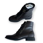 Dottie boot brown side zipper combat lace up round toe low heel boot Sz 7 Photo 28