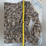 Jopna Top with Elastic Waist and Peplum Cross Front in Black and Tan Floral. Size L Photo 5