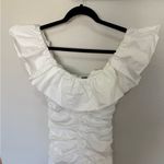 ZARA Draped Poplin Mini Dress White Off the Shoulder Ruched Size Small S Photo 6