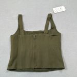 NWT PEAOFBLRD Olive Green Corset Top S Sleeveless Square Neck Zip Back Cute Photo 1