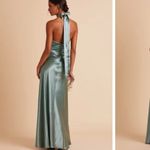 Birdy Grey  Monica Dress Shiny Satin Sea Glass halter slit dress Photo 1