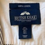 British Khaki  Blazer Large Navy White Pinstripe 100% Linen Two Pockets 1 Button Photo 1