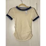 Free People  We The Free Sporty Mix Tee White and Blue Photo 3