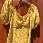 Yellow Floral Puff Sleeve Dress Size XL Photo 3