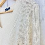 CHAPS  (L) Womens Metallic Cream Knit High Low Hem Sweatshirt Sweater Photo 3
