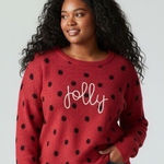Adrienne Vittadini Womens 2X Red Black Polka Dot Jolly Christmas Sweater Photo 0