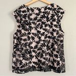 Vince Camuto  Black Leaf Pattern Blouse Sequins Cream Neutral Formal Holiday XL Photo 3