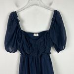 By The River NWOT  Metallic Ruffle Dot Babydoll Dress Navy Blue Size Small S NEW Photo 2