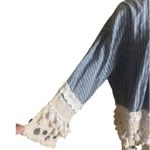 ZARA  Blue Premium Denim Collection Boho Open Front Jacket Size Small Photo 2