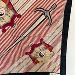 Vintage Gim Renoir Scarf Accessorize Sword Red Cream Black Printed Crest Photo 3