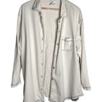 Hot Cotton Light Blue Button Up Size Large Pocket Abalone Shell Buttons Photo 0