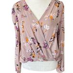 Millibon cross front pale pink floral long sleeve v Photo 0