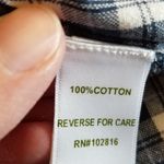 Garnet Hill  10 NAVY BLUE PLAID RUFFLE FRONT BUTTON DOWN BLOUSE TOP Photo 12