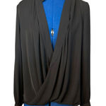 Forever 21  Black Blouse Long Sleeve Surplice Neckline Career‎ Top M Photo 0
