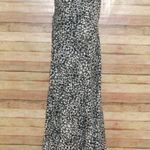 Skies Are Blue Patterned Maxi Dress Button Front Size L 3/4 Sleeve High Slit Photo 4