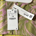 ZARA  Green and Pink Flower Pattern Corset V-neck Crop Top Sz L NWT Photo 3
