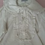 Vintage White Ruffled Blouse with small horse embroidery Size L Photo 1