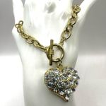 Gold tone rhinestone heart chain bracelet Photo 0