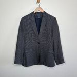 Ann Taylor  Black and Navy Micro Plaid Linen Blend Single Breasted academia Photo 1