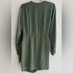 Mango MNG Green Silky Long Sleeve Shirt Wrap Dress, Size 8 Photo 12