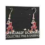 University Of Alabama Crimson Tide WinCraft Earrings Script Hook 1.25" New Red Photo 1