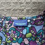 Carols Scrub Top Womens Medium Multicolor Butterflies Flowers Floral Nurse Purple Photo 2