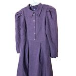Vintage Dark Purple Pleated Dress Junior Small Long Sleeve Puffed‎ Shoulder Size undefined Photo 1