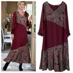 Soft Surroundings Aideen Maxi Dress Sz SP Mixed Print Paisley V-Neck Cottagecore Photo 1